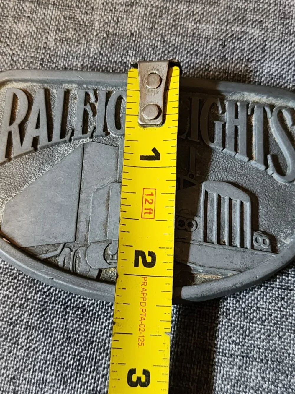 Vintage Raleigh Lights Semi Truck Big Rig Trucker Silver Metal Belt Buckle